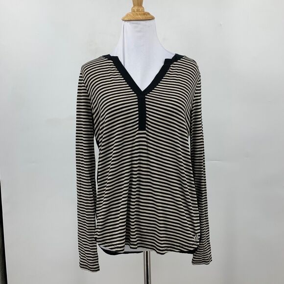 Massimo Rebecchi Popover Top Womens S Small Multi Striped Long Sleeve Drop Tail - Picture 2 of 9